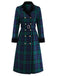 Cappotto a quadri con colletto a tacca blu e verde anni '40