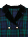 Cappotto a quadri con colletto a tacca blu e verde anni '40