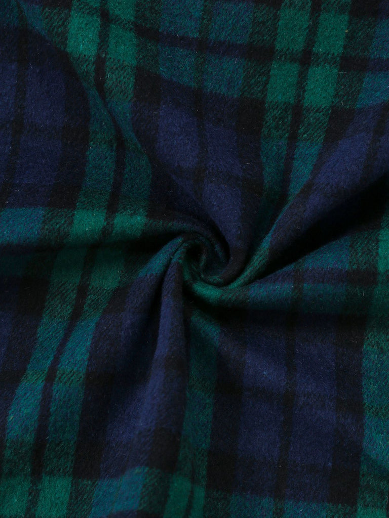 Cappotto a quadri con colletto a tacca blu e verde anni '40