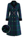 Cappotto a quadri con colletto a tacca blu e verde anni '40
