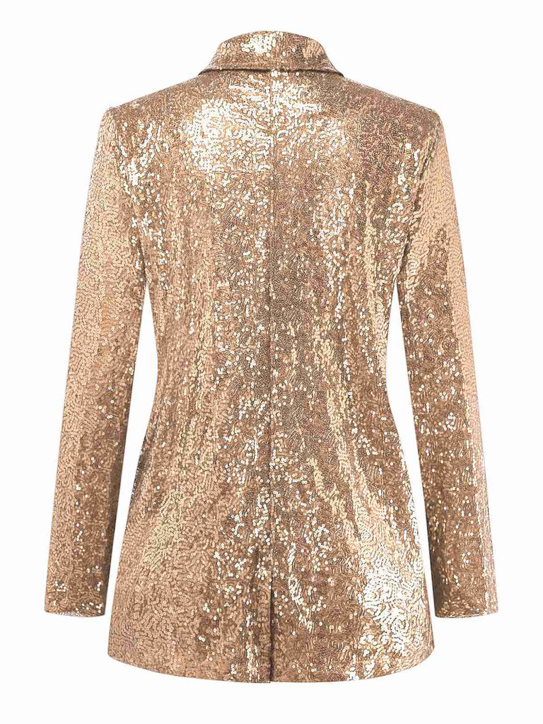 Giacca in paillettes a maniche lunghe con revers nero anni '70