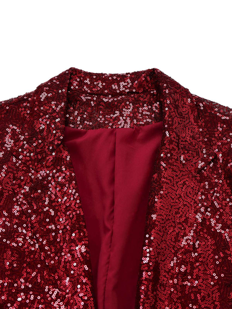 Giacca in paillettes a maniche lunghe con revers nero anni '70