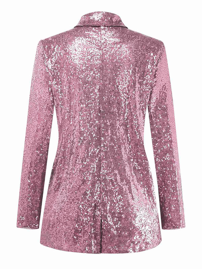 Giacca in paillettes a maniche lunghe con revers nero anni '70