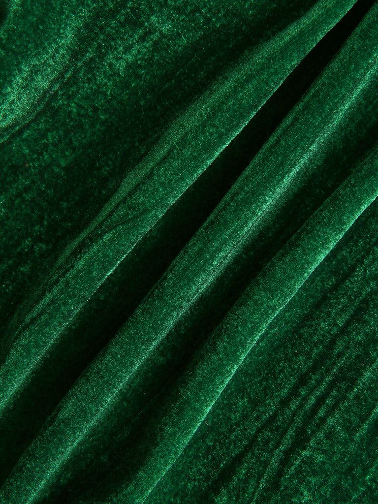 2PCS Blazer in flanella plissettata e pantaloni a gamba larga verde anni '80