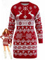 Abito in maglia jacquard con fiocco di neve e renne natalizie anni '60