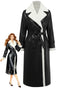 Cappotto lungo con revers in pile sherpa sintetico a contrasto anni '40