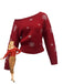 Maglione asimmetrico con spalle scoperte e fiocco di neve natalizio anni '70
