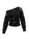 Maglione asimmetrico con spalle scoperte e fiocco di neve natalizio anni '70