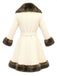 Cappotto patchwork con collo di pelliccia color crema anni '50