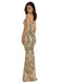 Abito a sirena in rete con paillettes e foglie dorate anni '20