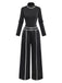 2PCS Top a maglia con collo alto e pantaloni a gamba larga nero anni '30