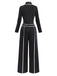 2PCS Top a maglia con collo alto e pantaloni a gamba larga nero anni '30
