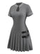 Abito plissettato in maglia e pelle con fibbia grigio anni '70