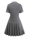 Abito plissettato in maglia e pelle con fibbia grigio anni '70