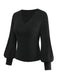 Maglia con scollo a V e maniche a lanterna nero anni '50