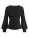 Maglia con scollo a V e maniche a lanterna nero anni '50