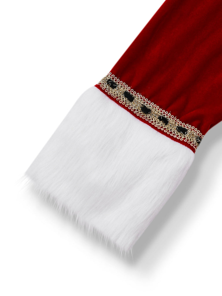 Completo di costume da signora Claus in velluto rosso anni '30