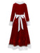 Completo di costume da signora Claus in velluto rosso anni '30