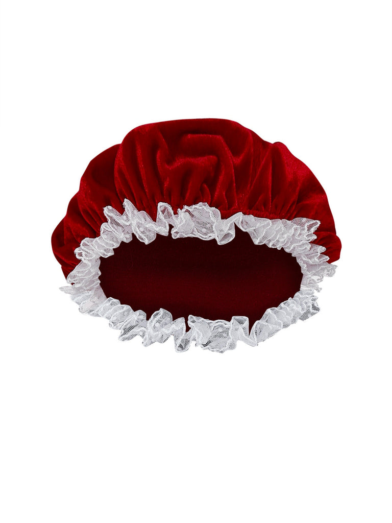 Completo di costume da signora Claus in velluto rosso anni '30