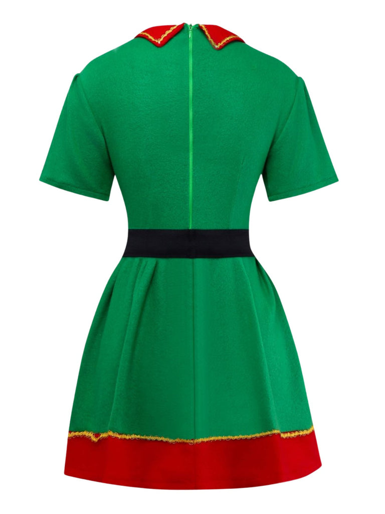 Costume da elfo di Natale per cosplay verde anni '60