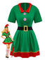 Costume da elfo di Natale per cosplay verde anni '60