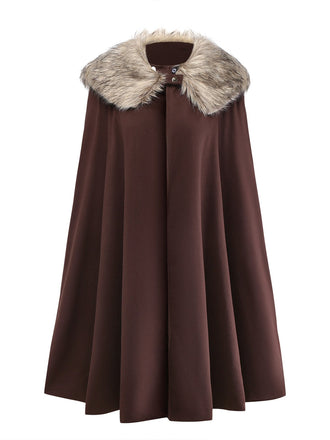 Cappotto con collo in pelliccia sintetica con revers anni '60