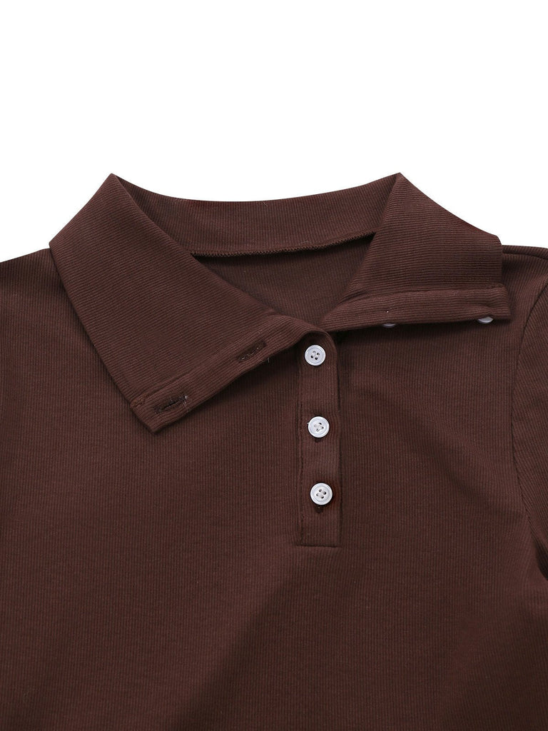 Abito in maglia a quadri asimmetrico marrone anni '70