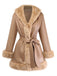 Cappotto in similpelle con collo in pelliccia sintetica cachi anni '40