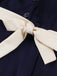 Abito con scollo quadrato e cintura in stile nautico blu navy anni '50