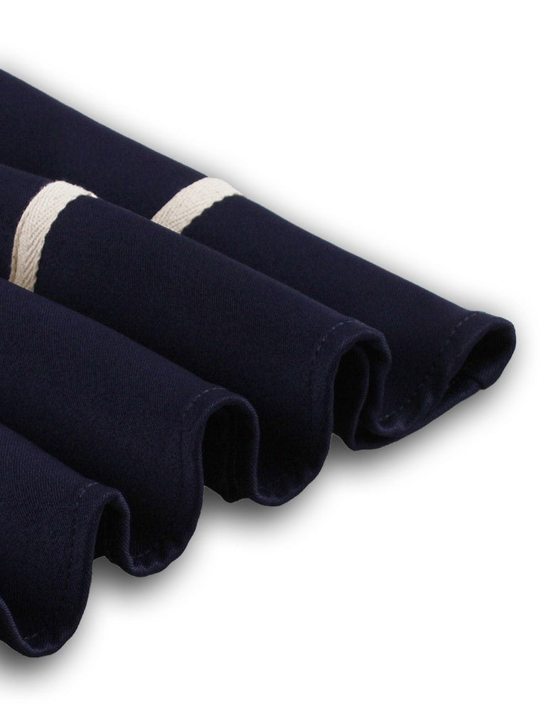 Abito con scollo quadrato e cintura in stile nautico blu navy anni '50