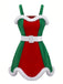 Completo di abiti natalizi in peluche rosso e verde anni '60