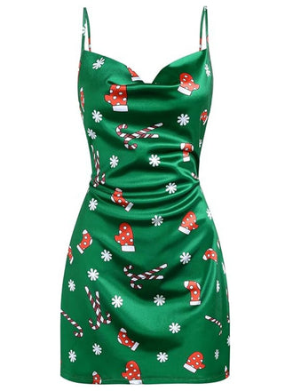 Abito con scollo a cappuccio natalizio verde anni '60