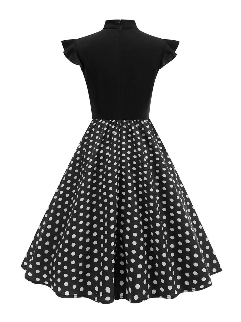 Abito a ruota a pois con fiocco anni '50