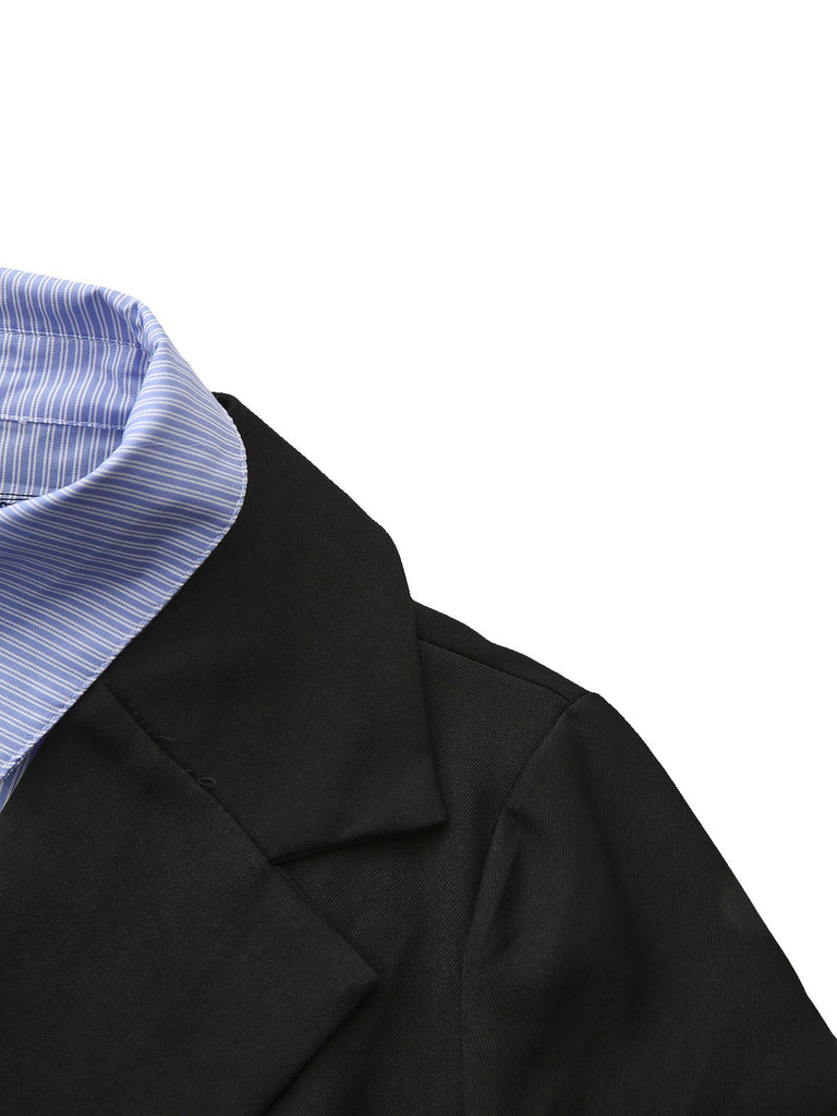 Blazer finto a due pezzi con revers a righe nero anni '50