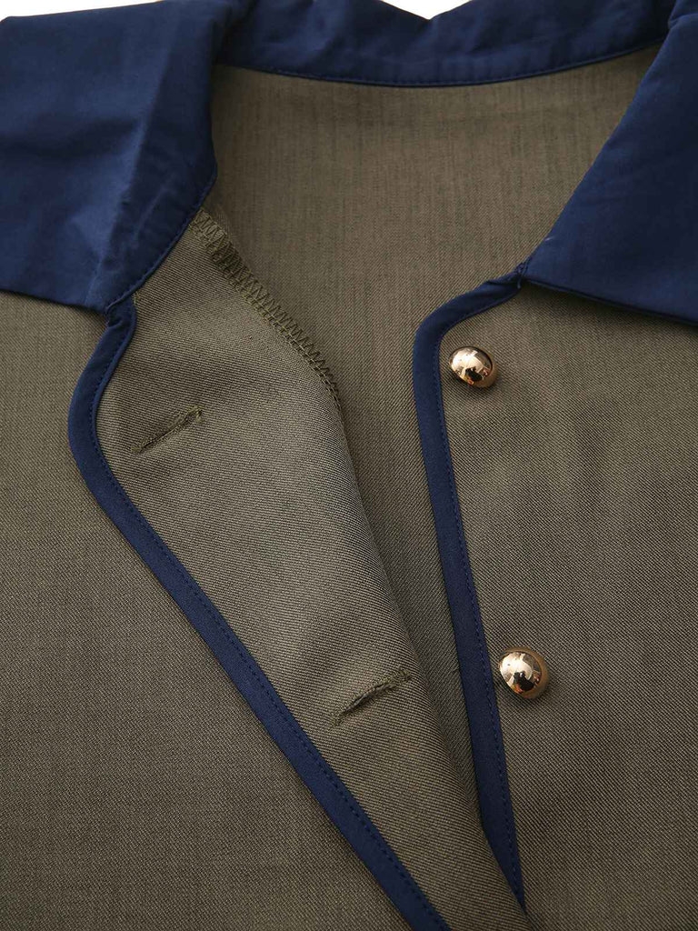 Giacca da abito color block con risvolto verde anni '50