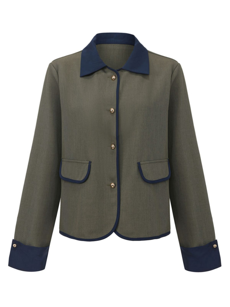 Giacca da abito color block con risvolto verde anni '50