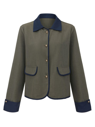 Giacca da abito color block con risvolto verde anni '50
