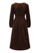 Abito in velluto patchwork di pizzo marrone anni '40