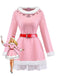 Completo con abito con orlo in peluche da elfo di Natale rosa anni '50