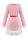 Completo con abito con orlo in peluche da elfo di Natale rosa anni '50