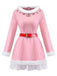 Completo con abito con orlo in peluche da elfo di Natale rosa anni '50