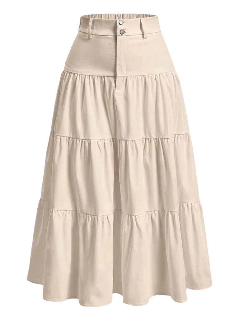 Gonna a balze multistrato beige anni '40