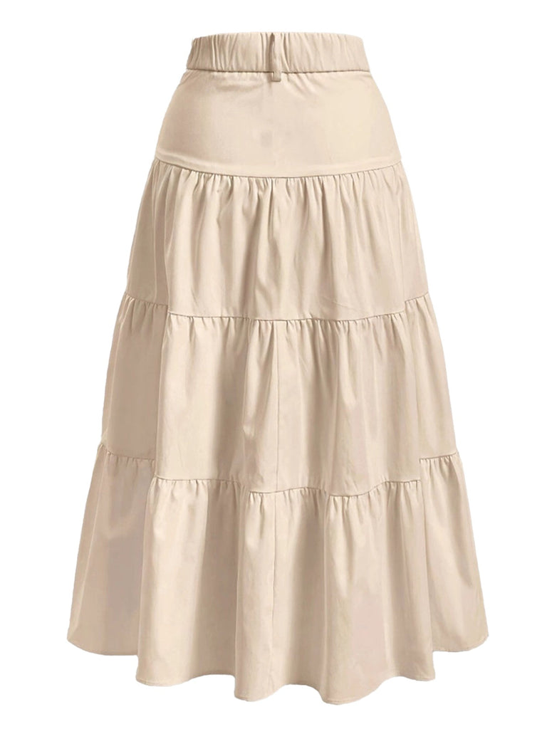 Gonna a balze multistrato beige anni '40