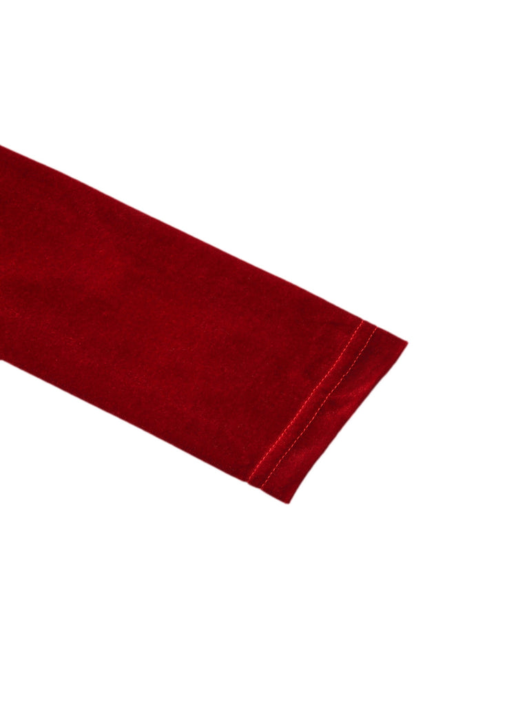 Abito aderente in velluto con scollo a V intrecciato rosso e nero anni '60