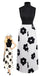 2PCS Top a collo alto e gonna floreale nero anni '30