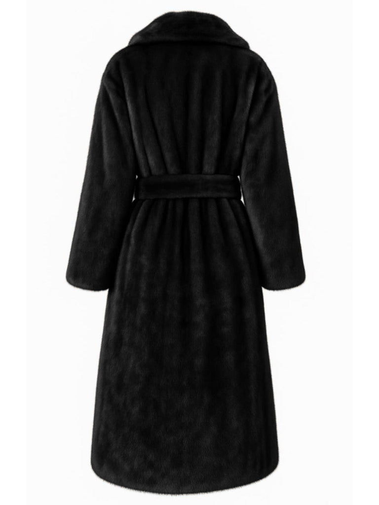 Cappotto in pelliccia sintetica con revers a tinta unita anni '50