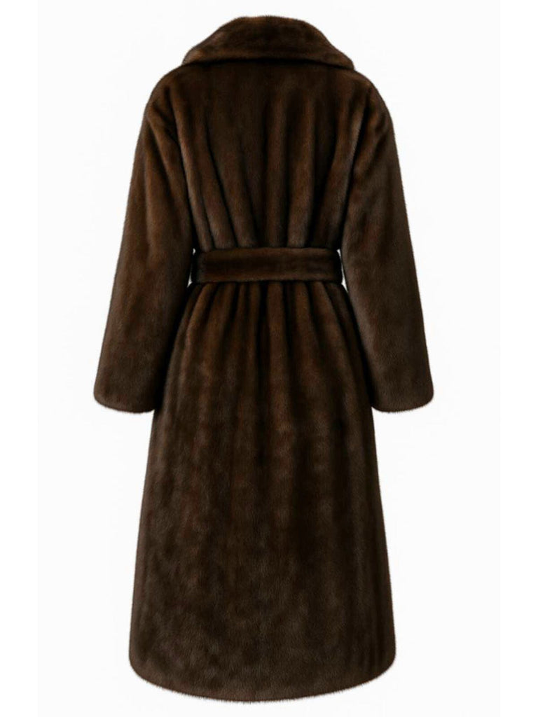 Cappotto in pelliccia sintetica con revers a tinta unita anni '50