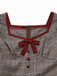 Abito plissettato pied de poule marrone anni '50