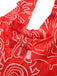 Abito con scollo a V e stampa astratta rosso anni '60