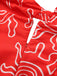 Abito con scollo a V e stampa astratta rosso anni '60